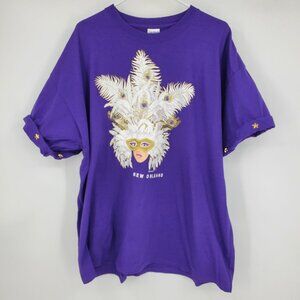 Vintage Mardi Gras New Orleans Puff Print Graphic Mardi Gras Mask Shirt XXL